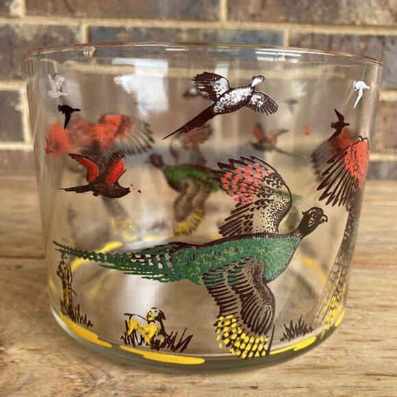 MCM Pheasant Hunter Ice Bucket, Red Green Gold Sportsman Hazel Atlas NO COVER - Picture 2 of 7
